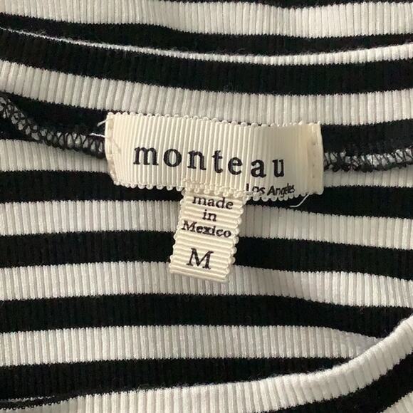Monteau Crop Top Black and White Ribbed Striped Size  Girls Medium - Picture 8 of 13